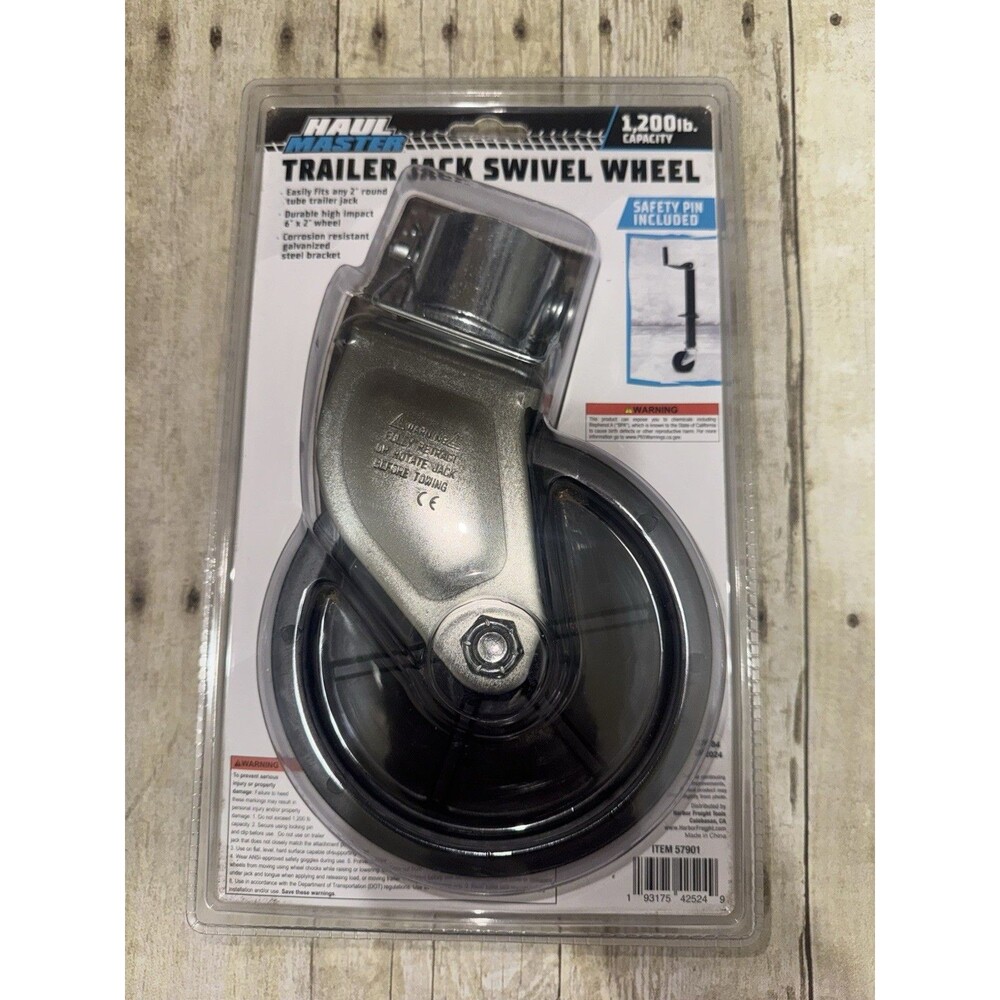Haul Master Trailer Jack Swivel Wheel 1200 LBS Capacity 2" Round w Pin New
